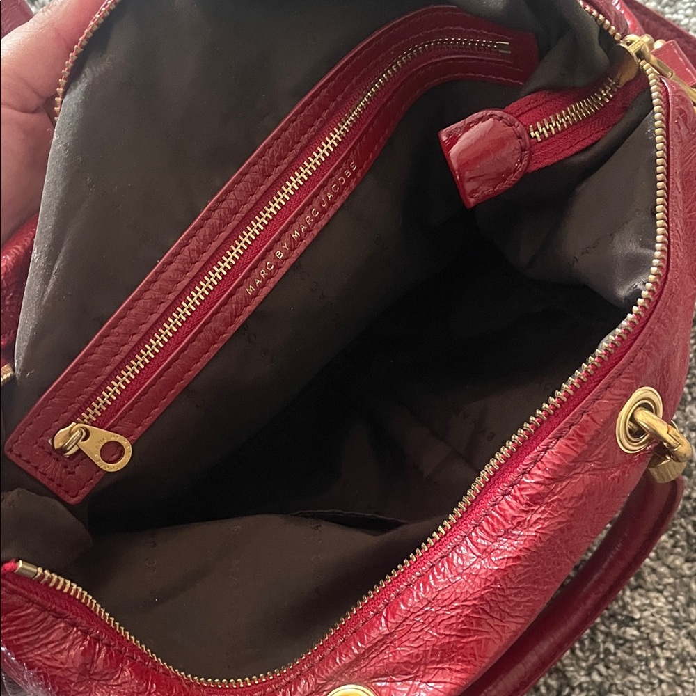 Marc Jacobs Deep Red Shoulder Bag with Gold Accents - Picture 5 of 5